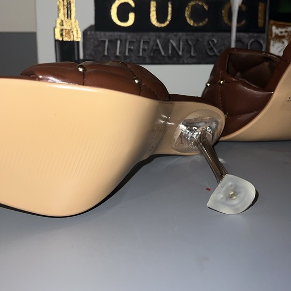 New! Cape Robbin Cecilla Brown and Gold Studded Mule Open Toed Heel Size 7.5 - Picture 6 of 9